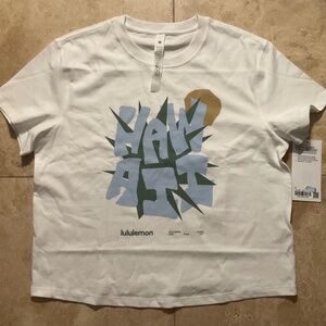 LULULEMON RELAXED FIT COTTON JERSEY T-SHIRT HAWAII. SIZE:8. WHITE.